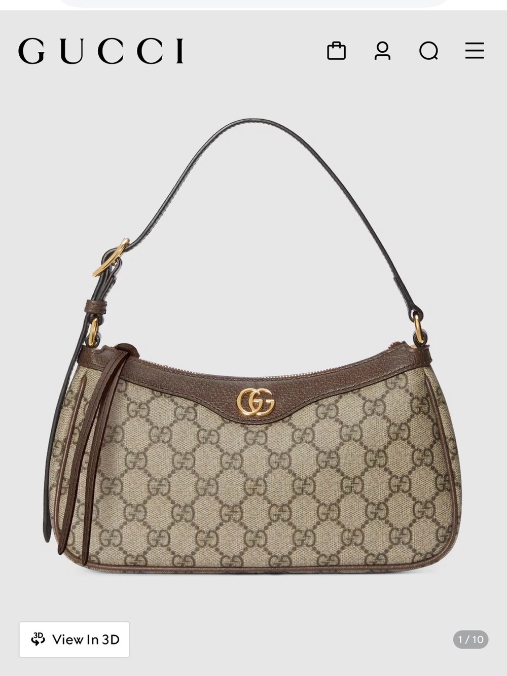 Gucci Beige/Brown GG Supreme Canvas Shoulder Bag with Gold Hardware